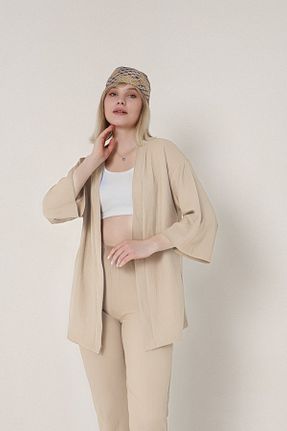 ست بالاتنه و پائین تنه بژ زنانه بافتنی OKULCUBABA - کد 924358693