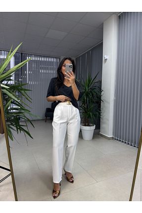 شلوار سفید زنانه Pileli caddstore - کد 924366186