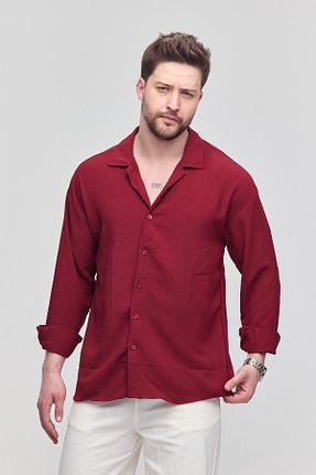 پیراهن زرشکی مردانه گشاد Gray Clothing - کد 804140579