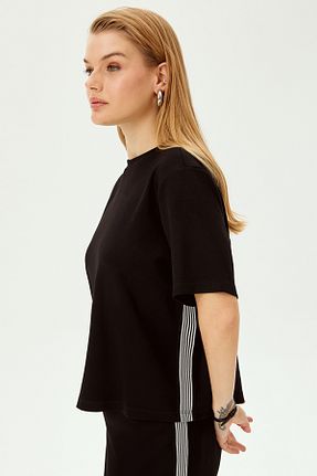 تیشرت مشکی زنانه اورسایز Allyco - کد 923506937