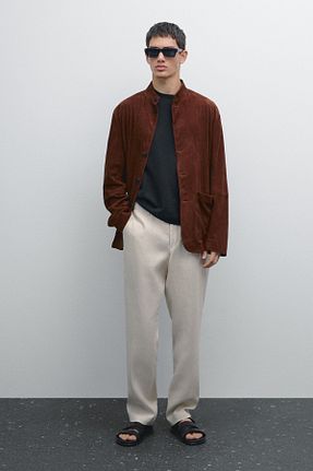 شلوار بژ مردانه کتان Massimo Dutti - کد 881754417