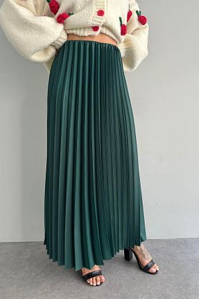 دامن سبز زنانه ساتن lizge giyim - کد 809841828
