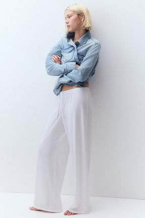 شلوار سفید زنانه پنبه ای H&M - کد 925040205