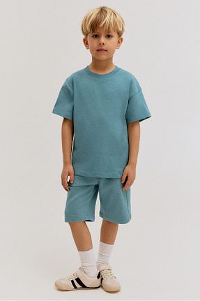 ست بالاتنه و پائین تنه فیروزه ای بچه گانه پنبه ای H&M - کد 925706276