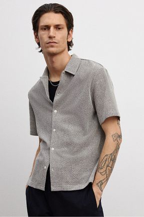 پیراهن قهوه ای مردانه یقه پیراهنی H&M - کد 924394983