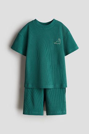 تیشرت سبز بچه گانه یقه دوچرخه H&M - کد 925005827