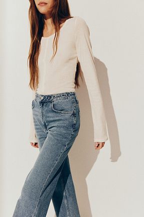 شلوار جین آبی زنانه سوپر فاق بلند H&M - کد 924395371