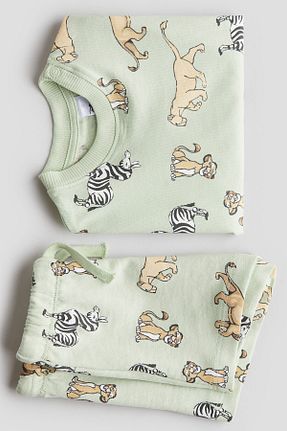 ست بالاتنه و پائین تنه سبز بچه گانه پنبه ای H&M - کد 925016295