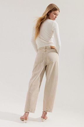 شلوار جین بژ زنانه پاچه لوله تفنگی H&M - کد 924395388