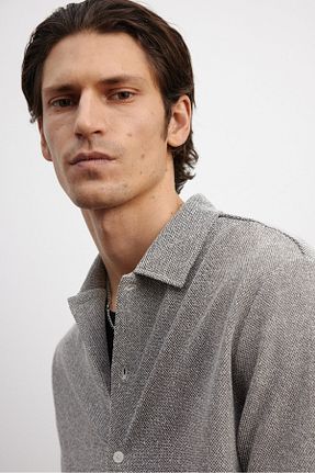 پیراهن قهوه ای مردانه یقه پیراهنی H&M - کد 924394983
