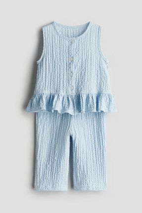 ست بالاتنه و پائین تنه آبی بچه گانه پنبه ای H&M - کد 925039345