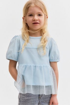 تیشرت آبی بچه گانه یقه دوچرخه H&M - کد 925039827