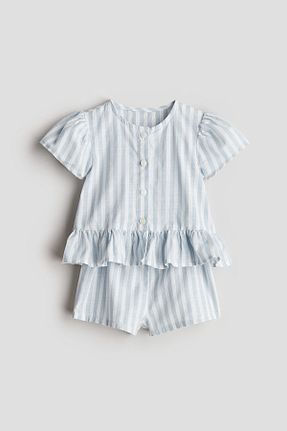 ست بالاتنه و پائین تنه آبی بچه گانه پنبه ای H&M - کد 925038928