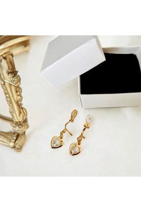 گوشواره جواهر طلائی زیرکن 1PARÇAMAVİ - کد 924395458