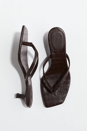 کفش پاشنه بلند کلاسیک قهوه ای زنانه چرم مصنوعی H&M - کد 924396782