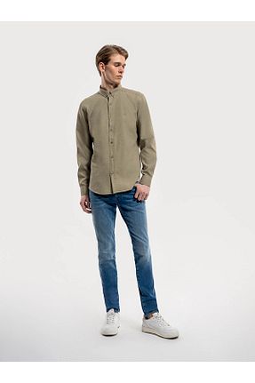 پیراهن سرمه ای مردانه یقه ایستاده Loft - کد 890828969