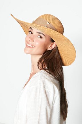 کلاه قهوه ای زنانه حصیر C&CITY - کد 690486107