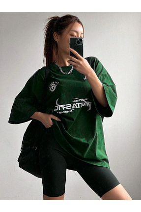 تیشرت سبز زنانه اورسایز Sweetline - کد 838136768