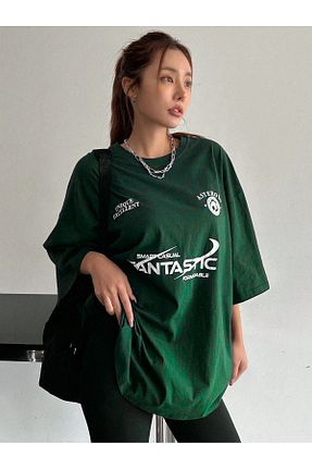 تیشرت سبز زنانه اورسایز Sweetline - کد 838136768