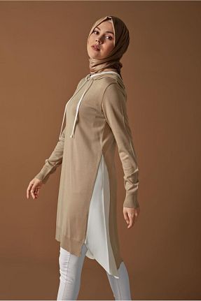 تونیک حجاب بژ زنانه مخلوط ویسکون Alvina - کد 823171507