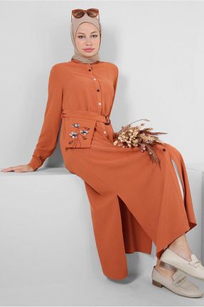 تونیک حجاب قهوه ای زنانه مخلوط پلی استر Alvina - کد 809718014