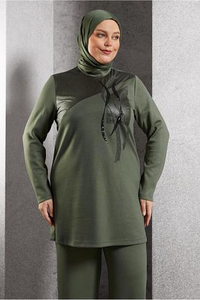 ست بالاتنه و پائین تنه حجاب خاکی زنانه رگولار Alvina - کد 887652329