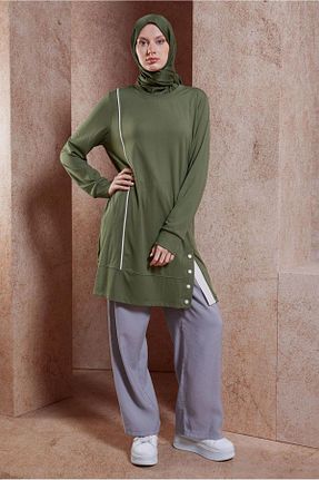 تونیک حجاب خاکی زنانه مخلوط ویسکون Alvina - کد 856217675