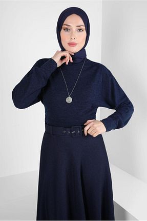 بلوز حجاب سرمه ای زنانه رگولار Alvina - کد 792993284