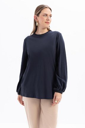 بلوز حجاب سرمه ای زنانه پنبه ای ALLDAY - کد 924506269