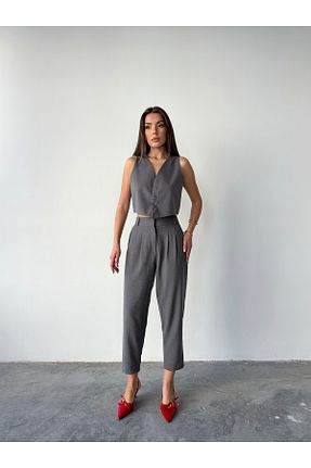ست بالاتنه و پائین تنه طوسی زنانه بافتنی Somut istanbul - کد 924507341