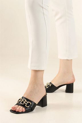 دمپائی مشکی زنانه چرم مصنوعی POPULARSHOP - کد 924507710