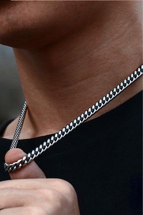 گردنبند استیل ( فولاد ) سفید مردانه استیل (فولاد) Takı Dükkanı - کد 83054044