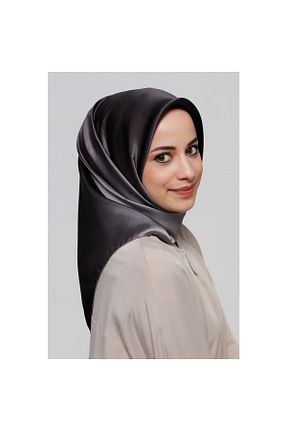 روسری طوسی کرپ ساتن ابریشم Armine - کد 924533057