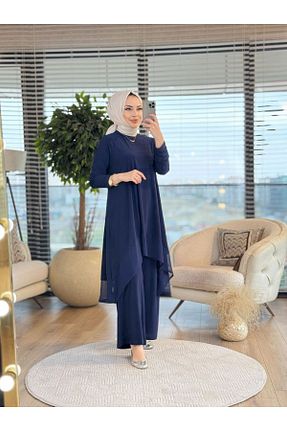 ست بالاتنه و پائین تنه حجاب سرمه ای زنانه رگولار ALANURMODA - کد 924542791