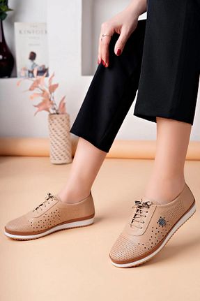 کفش کژوال بژ زنانه چرم مصنوعی Pabuçland - کد 924536724