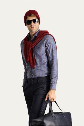 پیراهن سرمه ای مردانه اسلیم فیت Kiğılı - کد 802572692
