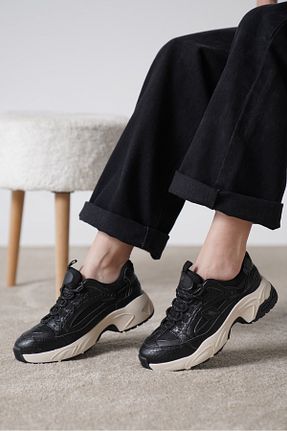 کفش اسنیکر مشکی زنانه بند دار luuq shoes - کد 921637934