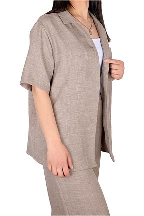 پیراهن سایز بزرگ بژ زنانه گشاد MODA FREYJA - کد 924557752