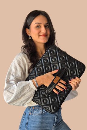کیف لپ تاپ و مدارک مشکی زنانه پارچه ای QUB CLUB - کد 924581564