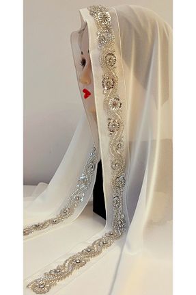 روسری سفید شیفون Ceylan - کد 860796520