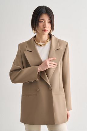 کت بژ زنانه اورسایز Mizalle - کد 924573987