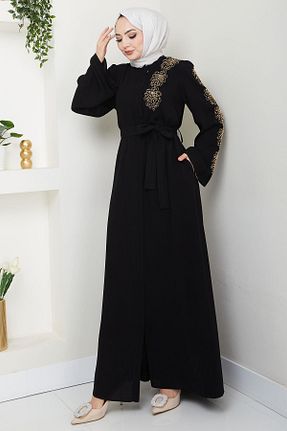 مانتو بلند حجاب مشکی زنانه hafsamina - کد 924593561