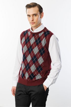 سوئیتر زرشکی مردانه تریکو Desen Triko - کد 924627349