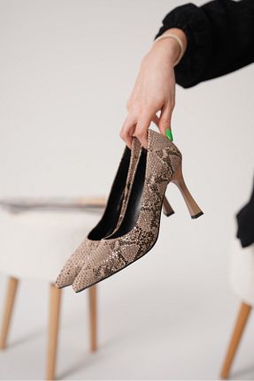 کفش استایلیتو بژ پاشنه نازک öz se shoes - کد 870498118