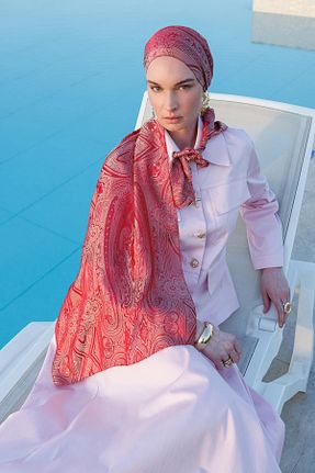 شال زرشکی زنانه ویسکون Mooncorn - کد 924636945