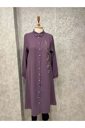 تونیک حجاب بنفش زنانه بافتنی QETEN - کد 925410787