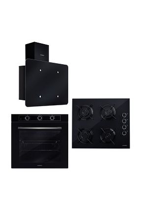 ست هود و اجاق گاز مشکی گارانتی نمایندگی رسمی Luxell - کد 924399997