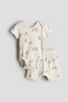 بادی سفید بچه گانه پنبه ای H&M - کد 925296484