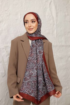 شال زرشکی زنانه پنبه پلی استر QASSA SHAL - کد 924665650