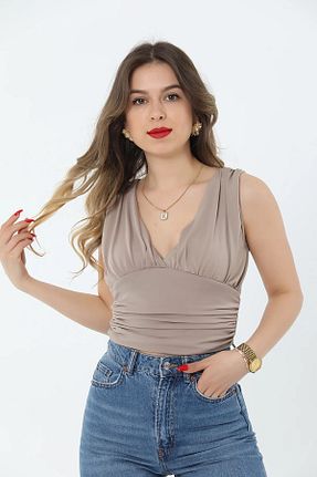 بلوز بژ زنانه ساده Nazline - کد 924668961